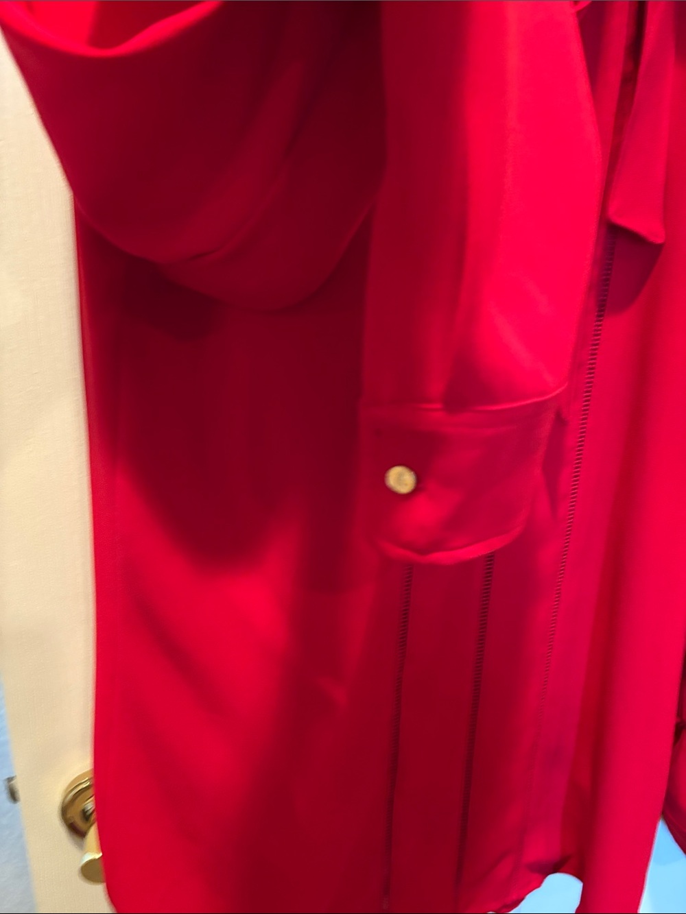 Lauren Ralph Lauren Red Tie Neck Bow Blouse Long Sleeve Career size 8 - Picture 5 of 6
